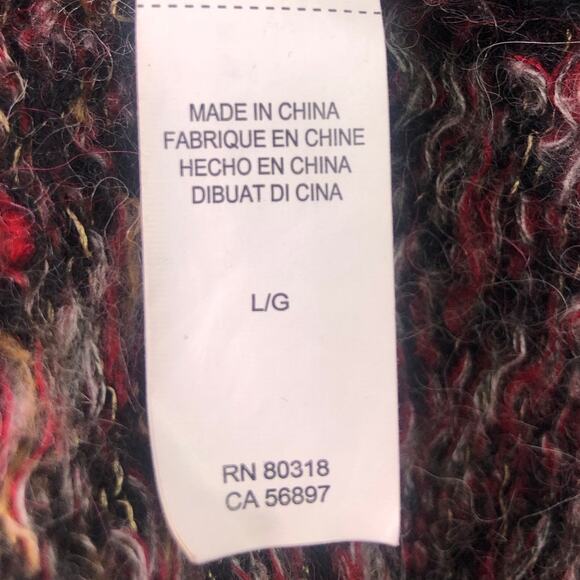 Lucky Brand Cowl Neck Drop Shoulder Geometric Front Pocket Wool Knit Sweater L - Picture 9 of 14